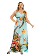 Plus Size Surplice Neck Smocked Waist Maxi Dress Sai Feel
